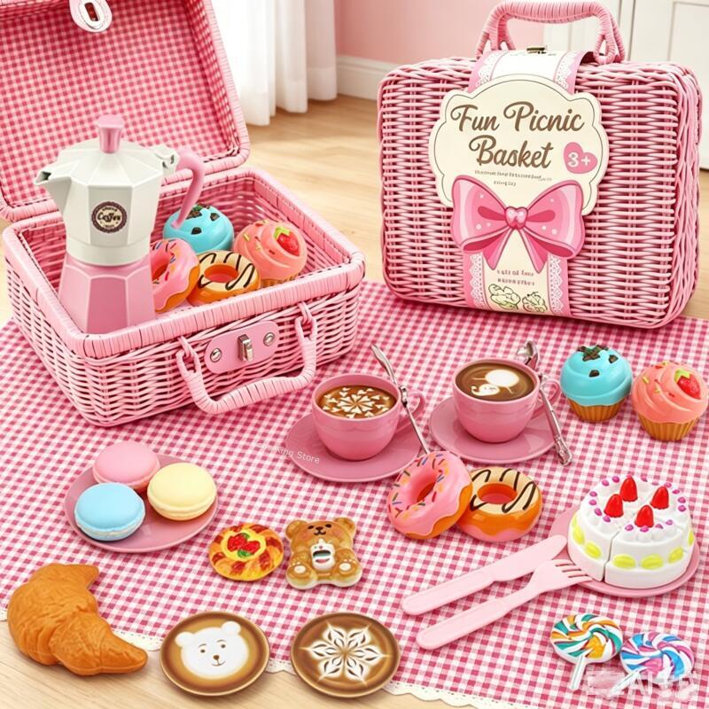 Coffee Tea Gift Basket - Simulatie Picknick Eten Met Mandje Keukenspeelgoed