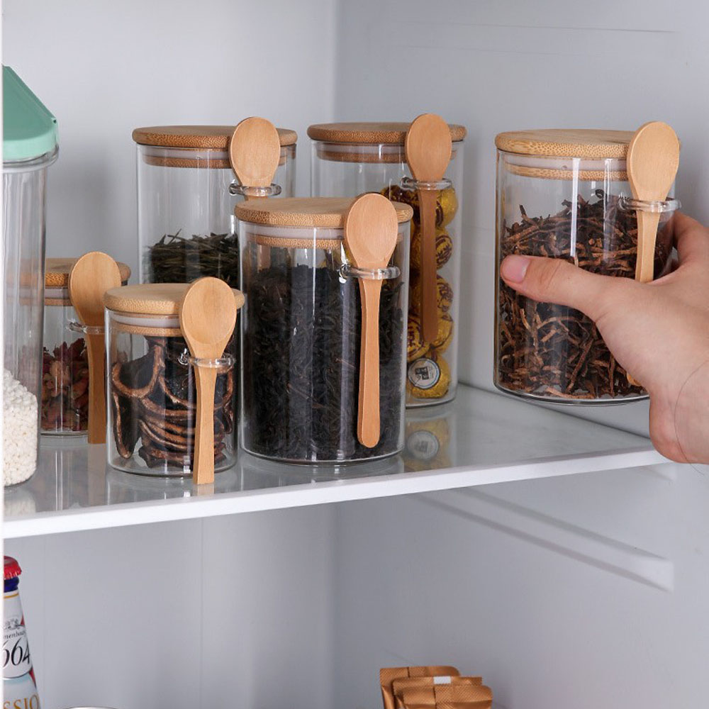 Canister Coffee Sugar Tea - Luchtdicht bewaardozen van plastic met houten