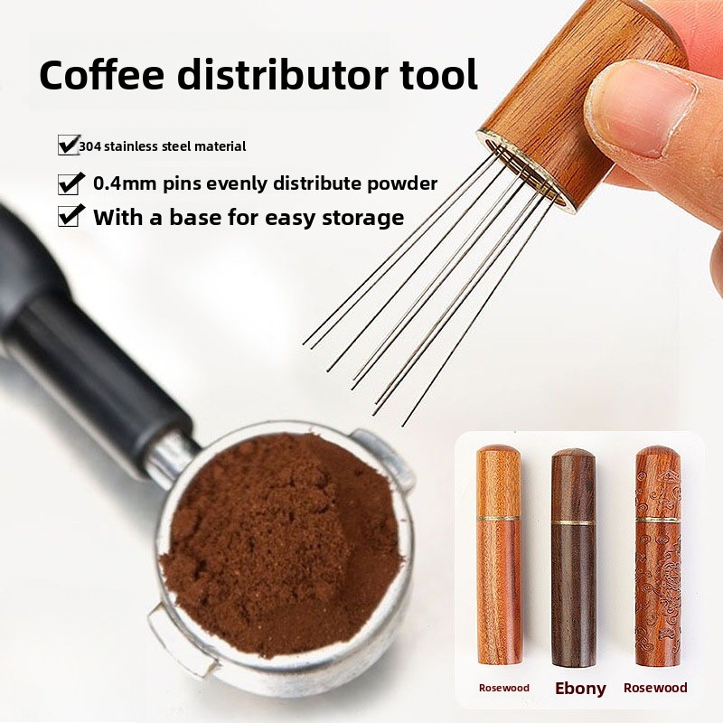 Coffee Tamper Leveler - Houten roestvrijstalen koffiepoeder tamper Espresso poederroerder