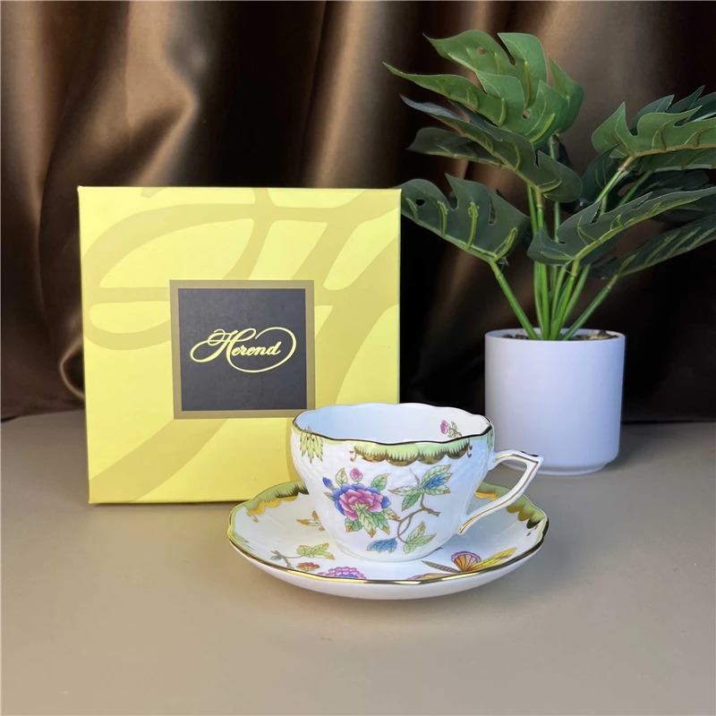 Coffee Tea Gift Basket - Bloemenmandje Koffiekopje en Schotelset Keramiek Kopje