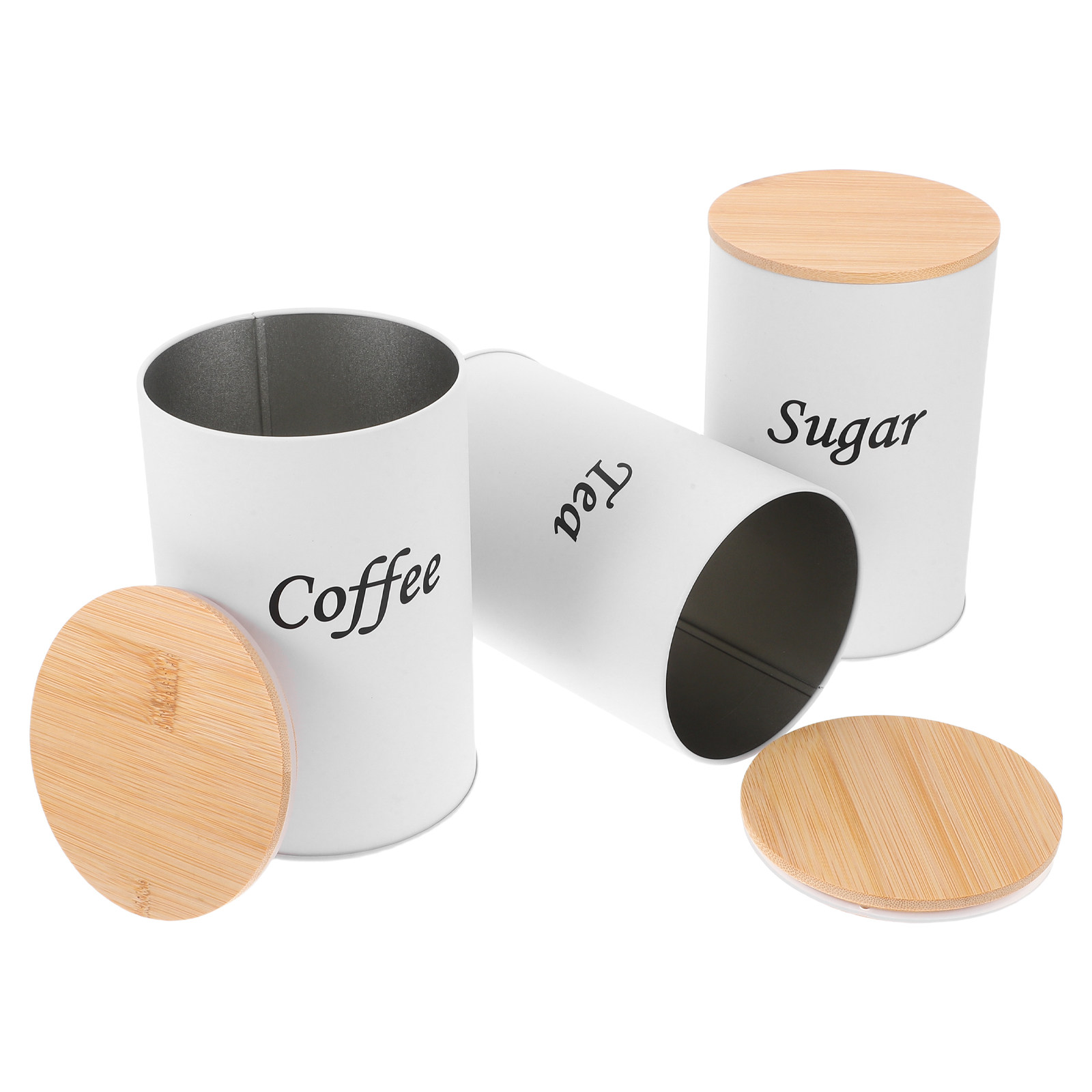 Canister Coffee Sugar Tea - 3 stuks luchtdichte ronde voorraadbusjes gegalvaniseerd
