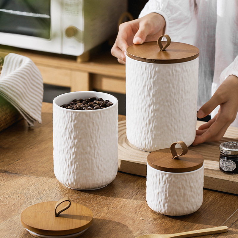 Canister Coffee Sugar Tea - Rotspatroon keramische theeopslagbus luchtdichte keukencontainer voor