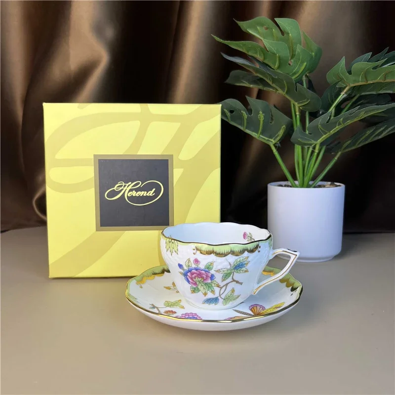 Coffee Tea Gift Basket - Bloemenmandje Koffiekopje en schotelset Keramische kop