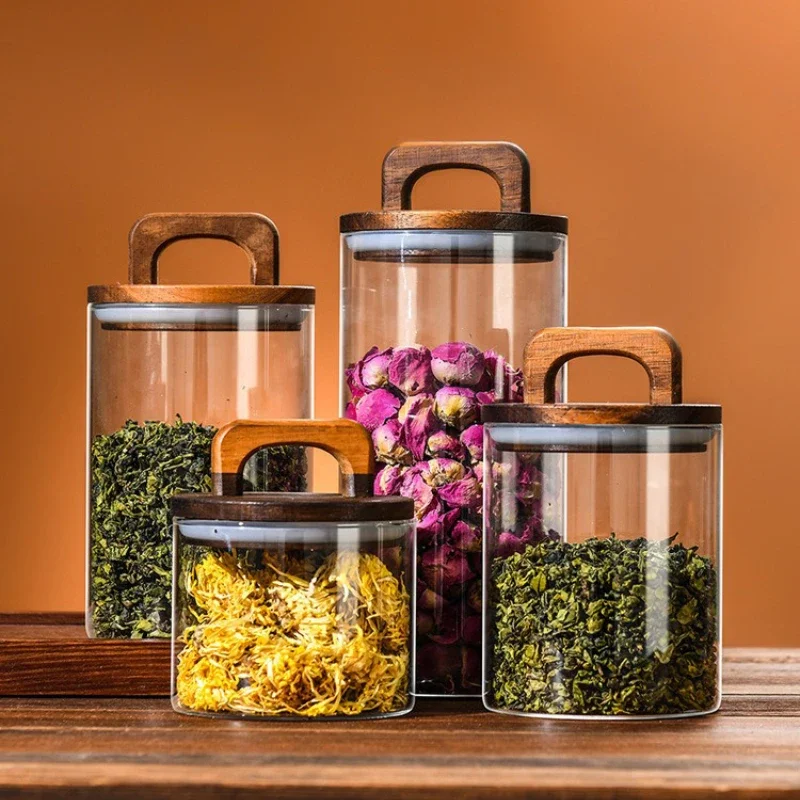 Helderglazen pot met bamboe de - Canister Coffee Sugar Tea recensie en prijs