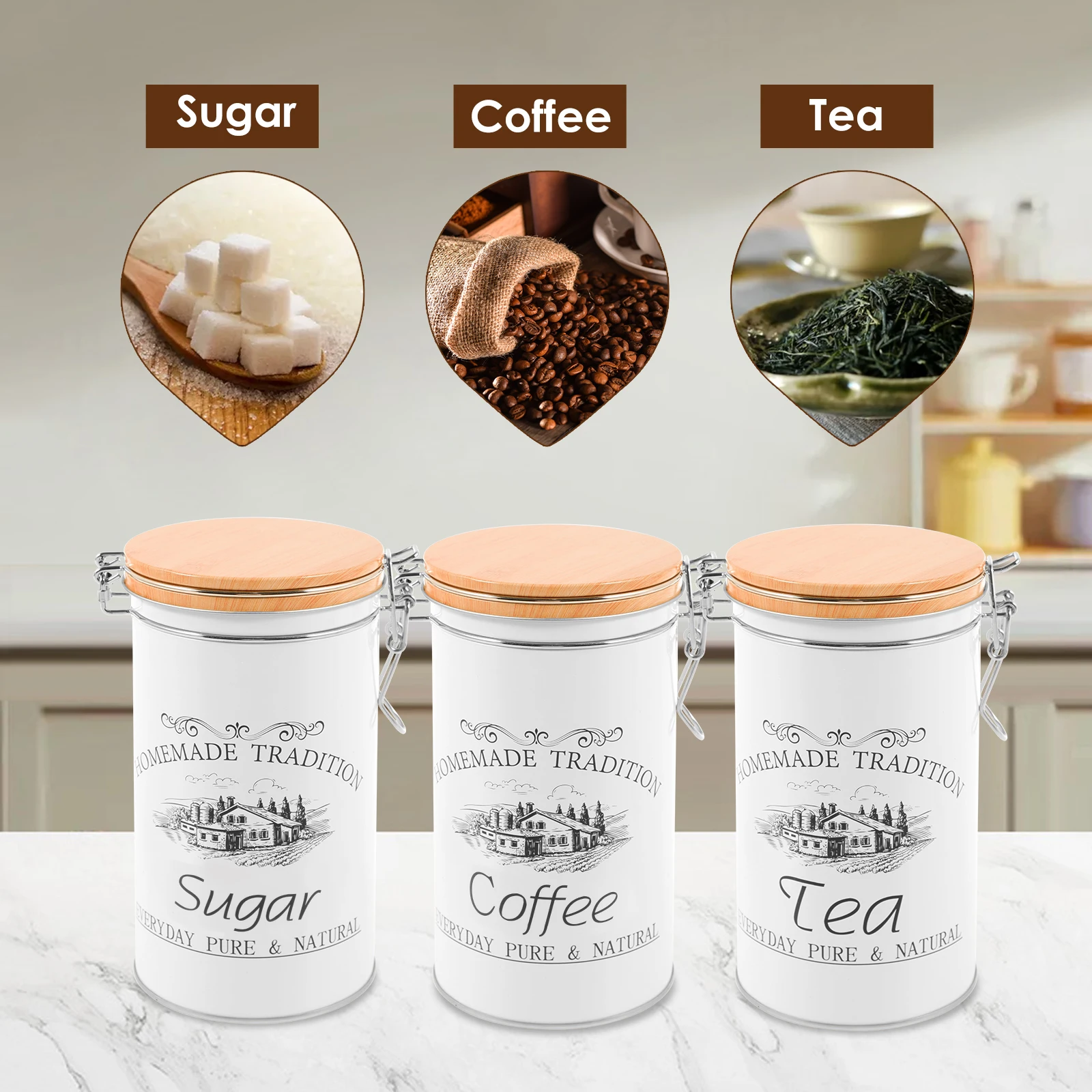 3 stks/set Thee Koffie Suikerb - Canister Coffee Sugar Tea recensie en prijs