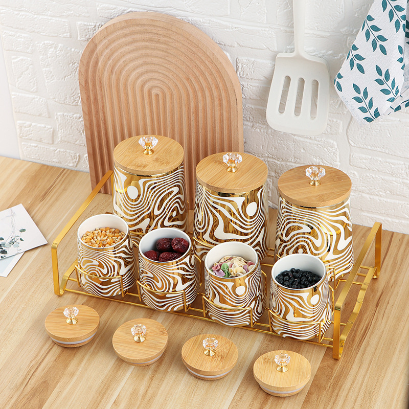 Set van 7-kleuren geglazuurde  - Canister Coffee Sugar Tea recensie en prijs